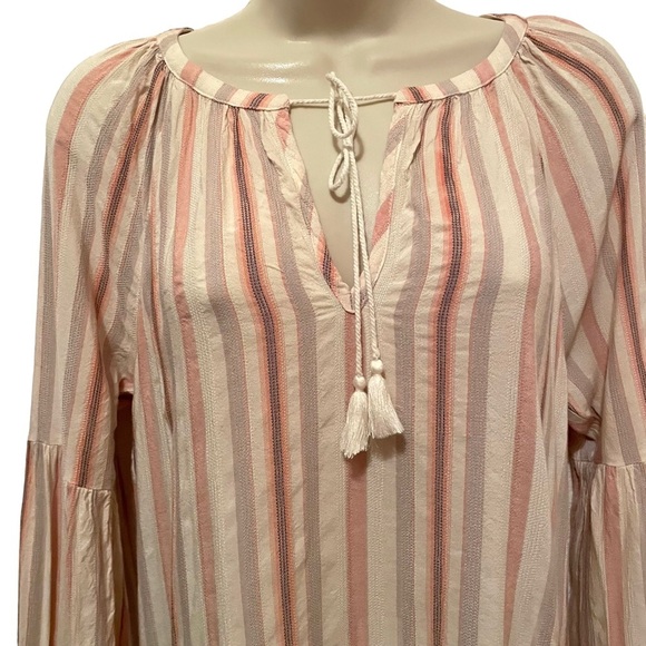 Paige Blouse Long Sleeve Boho Striped Shirt Size Small - Picture 3 of 6